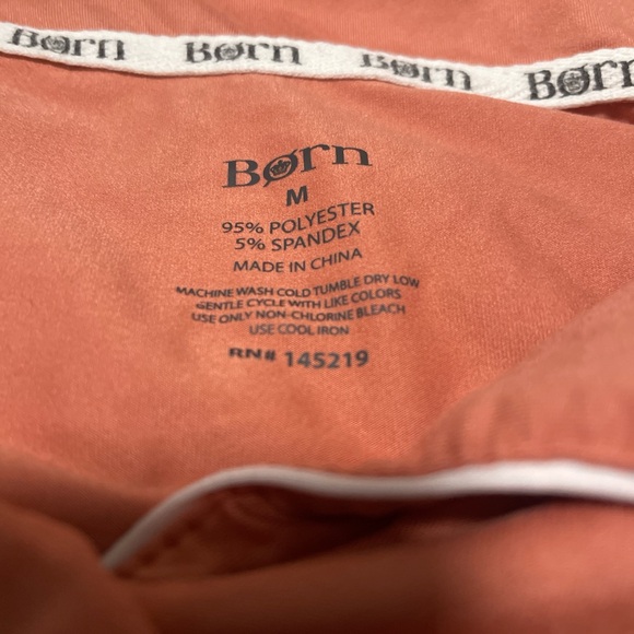 Born pajama set, comfy, spandex and polyester, stretchy, peachy colored - Picture 3 of 5